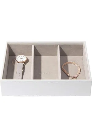 Merkloos Witte klassieke middelgrote juwelendoos voor horloge-accessoires met lade - Stackers