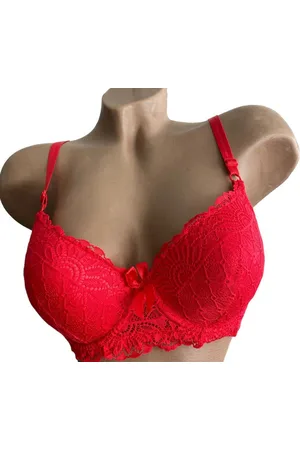 Merkloos Dames BH 1579 push up met kant 75B rood