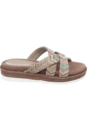 Lazamani Crossed Straps Raffia Platform Slippers Dames