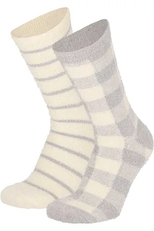 Apollo Bedsokken dames - Groen-Beige - One Size - Slaapsokken - Fluffy sokken - Warme sokken - Bedsokken - Fleece sokken