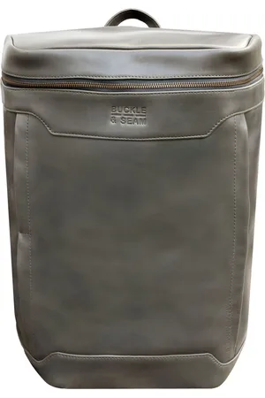 Buckle & Seam Leren Vrije tijd rugzak Rugzak met laptopvak Siwa Yellow Leather Backpack Antraciet