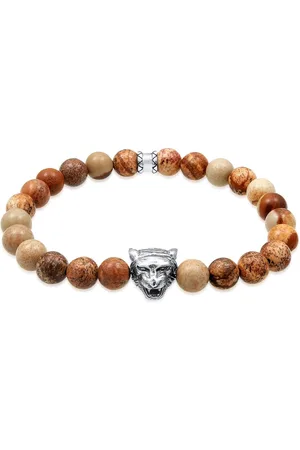 Kuzzoi Heren Armband Herren Tiger Kopf Achat Jasper Look 925er Silber
