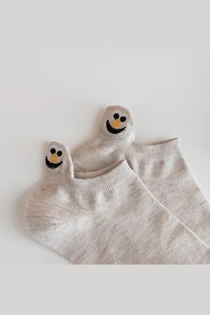 Merkloos Grappige enkel sokken met Smiley hak (2paar)