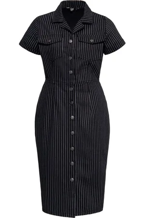 Queen Kerosin Damen Pinstripe Retro Pencil Kleid QKU46001 -M