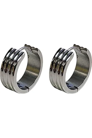 Fako Bijoux® Oorbellen - Oorringen - Stainless Steel - Trio - 7mm Breed - Goud-/Zilverkleurig