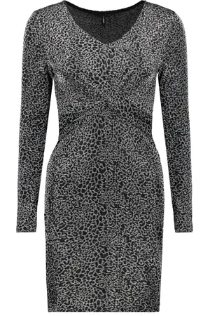 ONLY Jurk Onlqueen L/s V-neck Glitter Dress J 15309627 Silver/shiny Leo Dames Maat - XS
