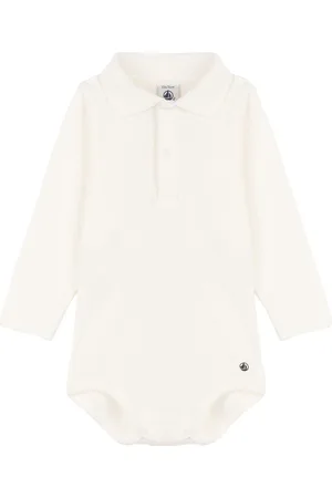 Petit Bateau Katoenen body met lange mouwen en polokraagje voor baby