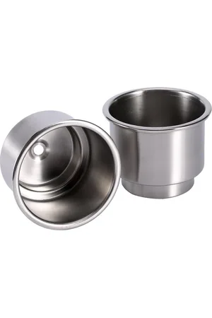 Merkloos Universele roestvrijstalen bekerhouder voor outdoor drinkbeker - marine camper boot jacht auto - 4 stuks Auto tafel
