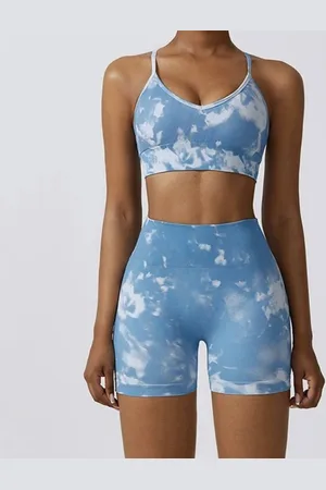 Merkloos PRINTED GYM SET SHORT - Maat M - Multicolour - Fitness set - Fitness short - Sportkledingset - Sportset - Sportshort - Sportkleding - Yogakleding - Yogaset - Yogashort