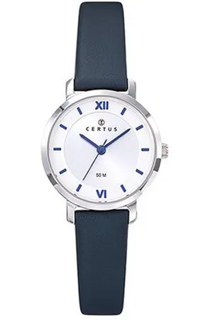 Certus Horloge-Dames-Blauw Lederen band.