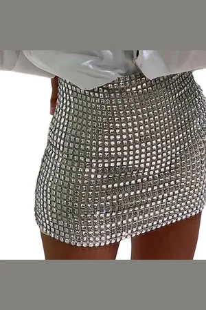 Merkloos Zilveren Rok - Glitter - Dames - Festival - Lingerie - Sexy