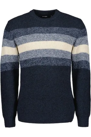 Blue Seven Heren - Trui 376445 navy gestreept maat XXL