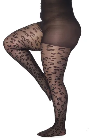 Pamela Mann Leopard Pattern Curvy Super Stretch Tights Black 2XL(48/50)