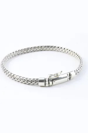 AsiAsia Traditionele zilveren snake armband met kliksluiting - lengte 19 cm