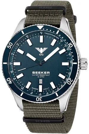 KHS Polshorloge - Heren - Kwarts - Seeker Staal Blauw - .SEESBLU.NSGO