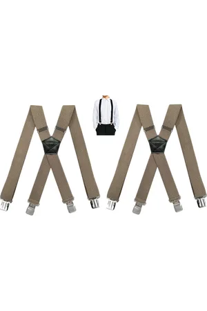 Merkloos Bretels - 2 stuks - 4 Clips - Bretels heren volwassenen - Bretels met stevige sterke brede stalen clips - die niet losschieten - 3.5 x 120 CM