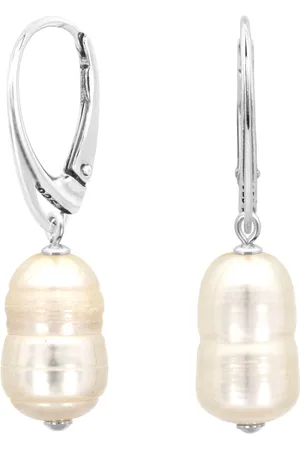 ARLIZI 2297 Oorbellen witte ribbel parel hanger - sterling - 3,5 cm