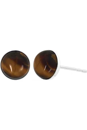 ARLIZI 2306 Oorbellen tijgeroog cabochon oorstekers - sterling - 8 mm