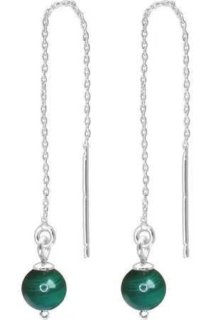 ARLIZI 2317 Doortrekoorbellen groen malachiet - sterling - 4 cm