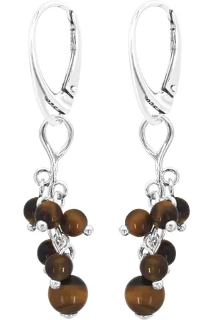 ARLIZI 2293 Oorbellen tijgeroog kralen - sterling - 5 cm