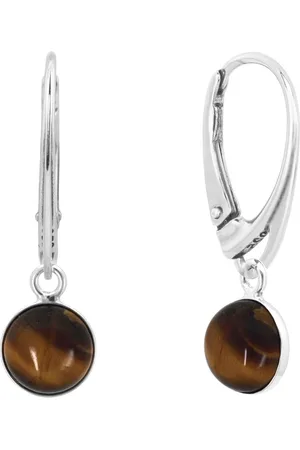 ARLIZI 2307 Oorbellen tijgeroog cabochon oorhangers - sterling - 3 cm