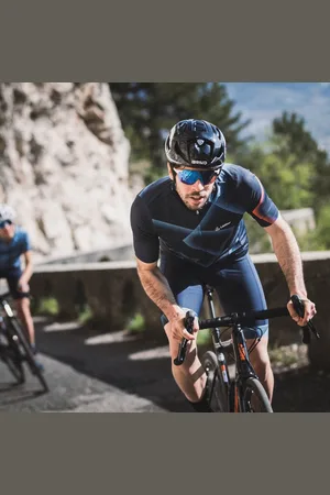 Löffler Loeffler fietsshirt korte mouwen M Bike Jersey FZ Penta Dark - Blauw