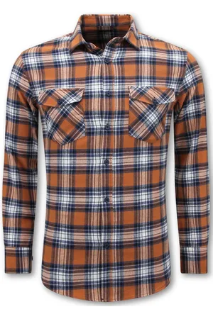 BREAD & BUTTONS Houthakkers Blouse - Flanellen Overhemd Heren - Orange