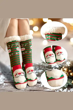 Merkloos Sokken, pantoffels, dames, winter, warm, antislip, thermisch, pantoffels, sokken, dames, Kerstmis, dikke sokken, maat 36-41