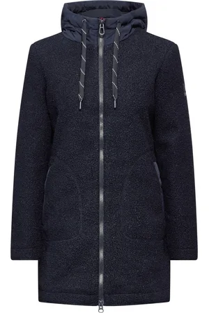 CECIL Curly Fake Wool Coat - Dames Jas - Dark Blue - maat S