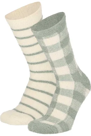 Apollo Bedsokken dames - Grijs-Beige - One Size - Slaapsokken - Fluffy sokken - Warme sokken - Bedsokken - Fleece sokken