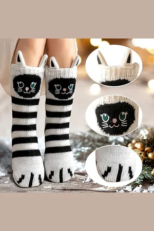 Merkloos Sokken, pantoffels, dames, winter, warm, antislip, thermisch, pantoffels, sokken, dames, Kerstmis, dikke sokken, maat 36-41