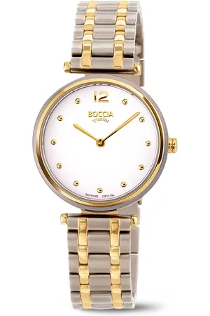 Boccia Titanium 3349-03 Dames Horloge - Saffierglas - Zilverkleurig - 30 mm breed - Quartz - Vouw/Vlindersluiting - 5 ATM (douchen)