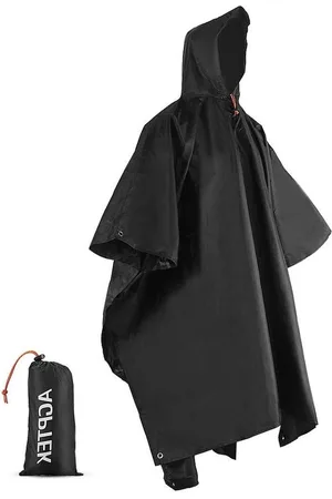 Merkloos Waterdichte regenponcho met capuchon - EVA materiaal - Wandelregencape met draagtas - voor kamperen en reizen - voor heren en dames - zwart