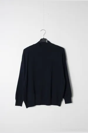 Merkloos Dames fijngebreide warme trui Mindy met turtleneck effen navy lange mouwen coltrui maat L/XL
