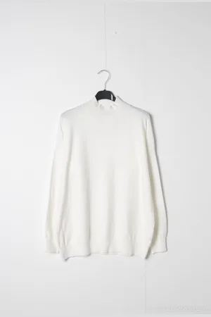 Merkloos Dames fijngebreide warme trui Mindy met turtleneck effen wit lange mouwen coltrui maat L/XL
