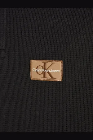 Calvin Klein Zwarte polo met lange mouw - Maat M - -