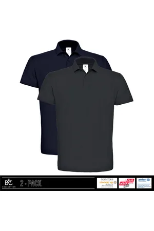 B and C Heren Polo - 100% biologisch katoen - ribkraag - donker blauw en grijs maat 4XL