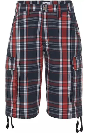 Merkloos Cargo ruit bermuda | Heren| Zwart/grijs/rood |maat 34