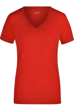 James & Nicholson T-shirt v-hals - dames - - stretch - korte mouwen - katoen/elasthan XL