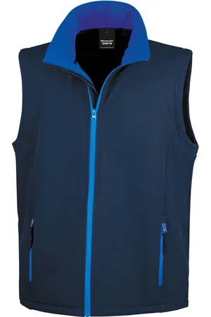 Result Softshell casual bodywarmer blauw voor heren - Outdoorkleding wandelen/zeilen - Mouwloze vesten 2XL (44/56)