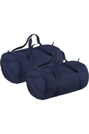 BagBase 3x stuks blauwe ronde polyester sporttas/weekendtas 32 liter - Reistas 50 x 30 x 26 cm