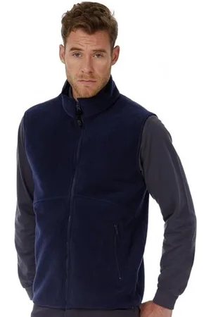 B and C Fleece casual bodywarmer donkerblauw voor heren - Outdoorkleding wandelen/zeilen - Mouwloze vesten 2XL (44/56)