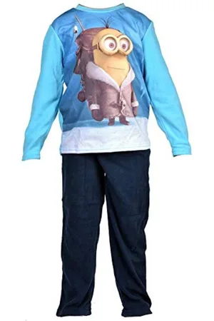 Minions 2-delige Pyjama-set - Model: "Polar Minion" - Blauwe Longsleeve Met Print - Zwarte Broek - 116 cm - 6 jaar