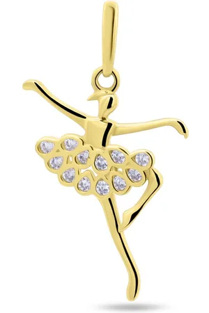 Silventi 9NBSAM-G230378 Gouden Hangertje Ballerina - 14 Karaat Bedeltje - Ballerina 16,9x10,8mm - Zirkonia