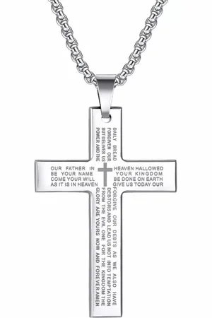 Fako Bijoux® Cubaans Kruis Voor Mannen Large - Ketting Met Kruis - Heren Ketting - Holy Cross - 34x50mm - 60cm - 2.5mm - Stainless Steel - RVS - Staal - Zilverkleurig