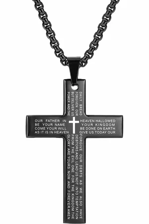 Fako Bijoux® Cubaans Kruis Voor Mannen Large - Ketting Met Kruis - Heren Ketting - Holy Cross - 34x50mm - 60cm - 2.5mm - Stainless Steel - RVS - Staal