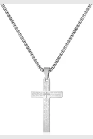Fako Bijoux® Cubaans Kruis Voor Mannen Medium - Ketting Met Kruis - Heren Ketting - Holy Cross - 26x46mm - 60cm - 2.5mm - Stainless Steel - RVS - Staal - Zilverkleurig