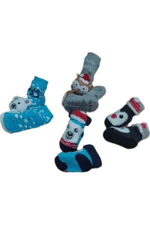 Apollo Baby - Kerstsokken - Set van 4 paar - Huissokken - Sokken - Unisex - kinderen - New Born - Warme wintersokken - Anti-slip - Kleur Meerkleurig - Maat 50-56 - Kerst - Kraamcadeau/Cadeau
