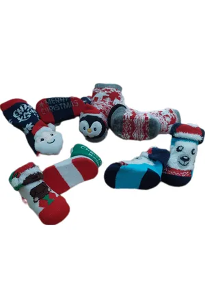 Apollo Baby - Kerstsokken - Set van 4 paar - Huissokken - Sokken - Unisex - kinderen - New Born - Warme wintersokken - Anti-slip - Kleur Meerkleurig - Maat 50-56 - Kerst - Kraamcadeau/Cadeau