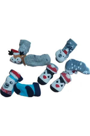 Apollo Baby - Kerstsokken - Set van 4 paar - Huissokken - Sokken - Unisex - kinderen - New Born - Warme wintersokken - Anti-slip - Kleur Meerkleurig - Maat 50-56 - Kerst - Kraamcadeau/Cadeau